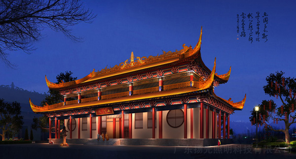 觀音寺古建筑夜景照明設(shè)計效果圖